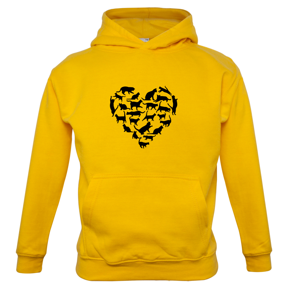Love Heart Cats Kids T Shirt