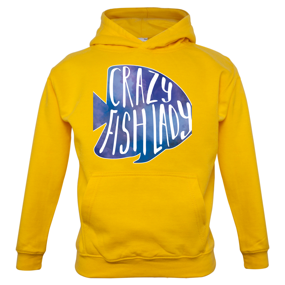 Crazy Fish Lady Kids T Shirt