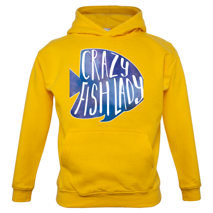Crazy Fish Lady Kids T Shirt
