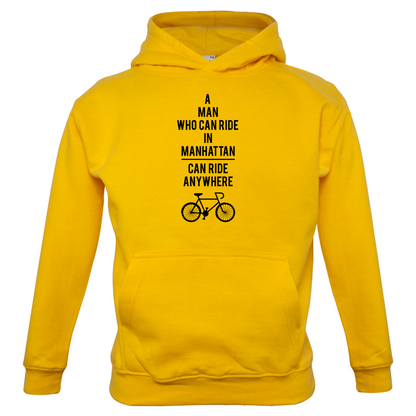 A Man Who Can Ride in Manhattan can Ride anywhere Kids T Shirt