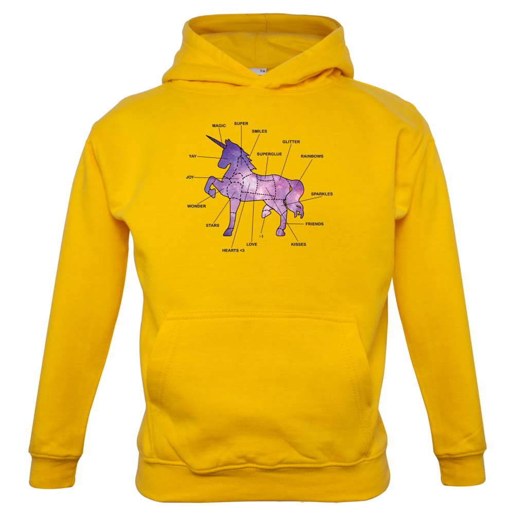 Unicorn Butchers Diagram Kids T Shirt