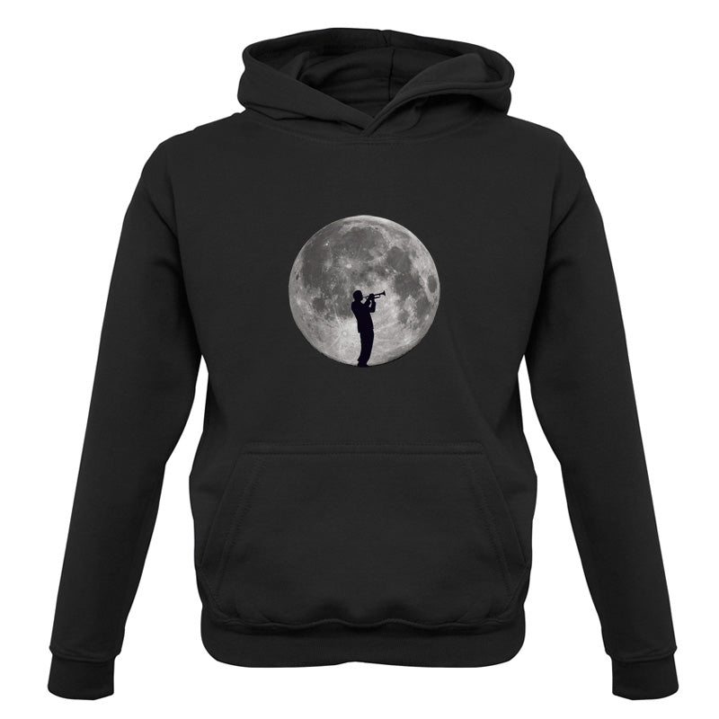 Trumpet Player Moon Kids T Shirt