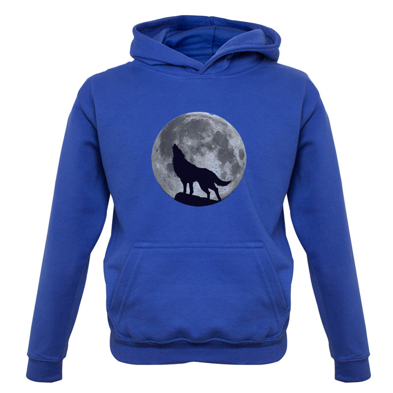 Wolf Moon Silhouette Kids T Shirt