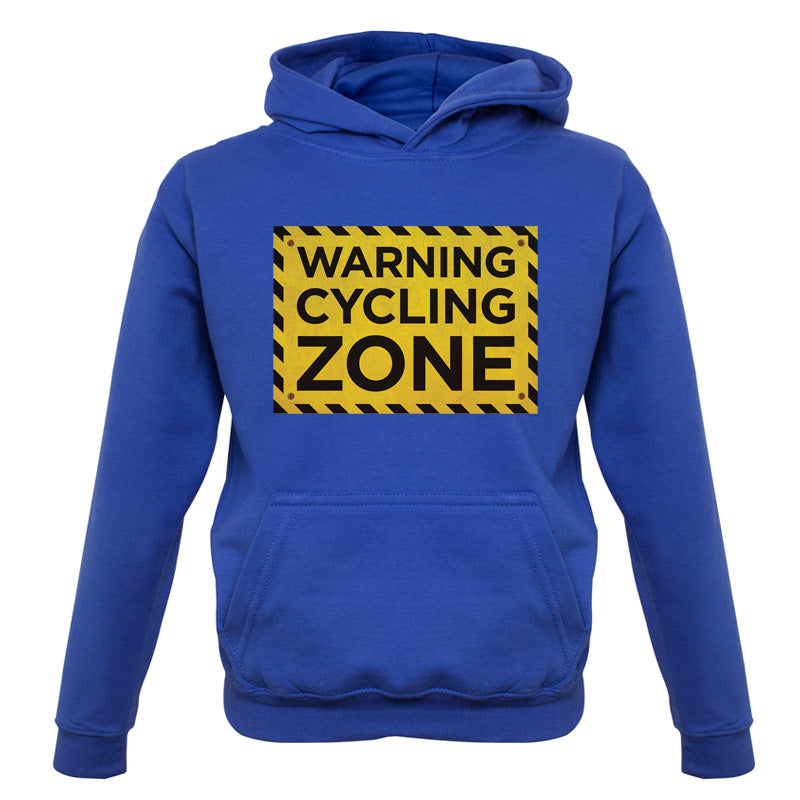 Warning Cycling Zone Kids T Shirt