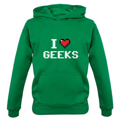 I Love Geeks (Pixels) Kids T Shirt