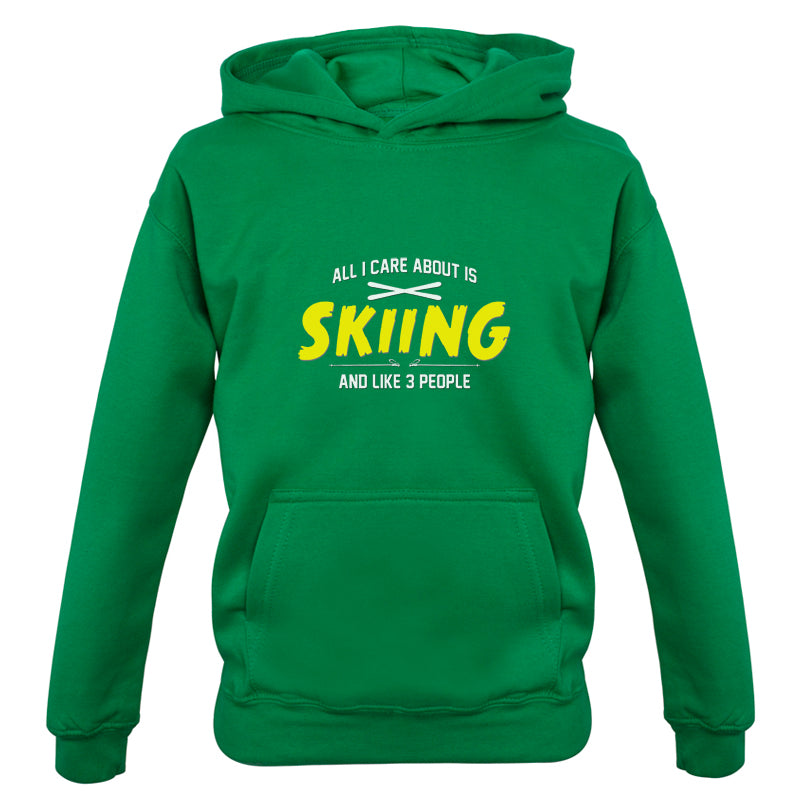 All I Care About Is Skiing Kids T Shirt