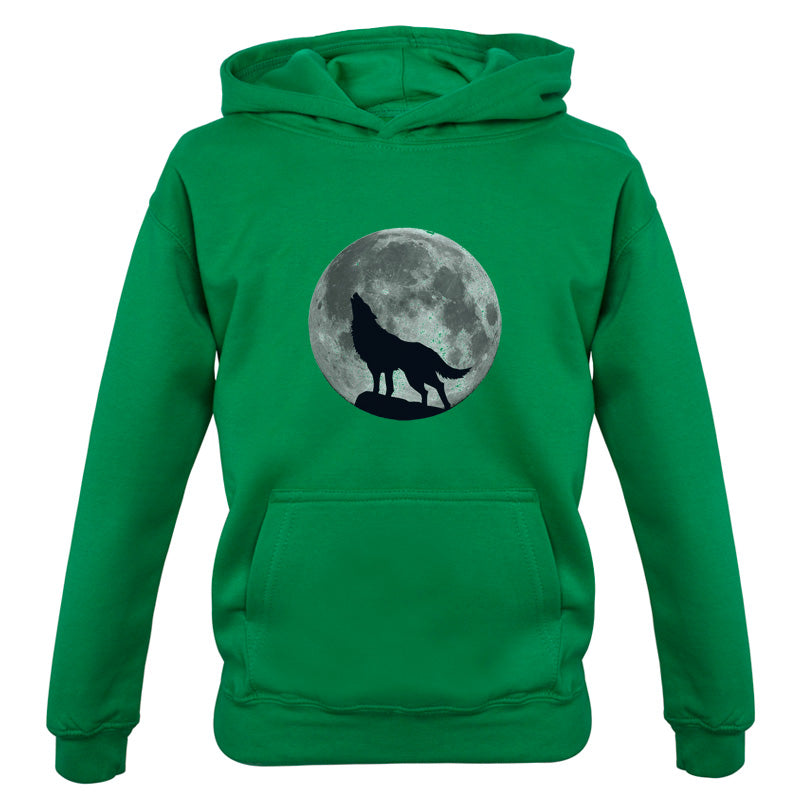 Wolf Moon Silhouette Kids T Shirt