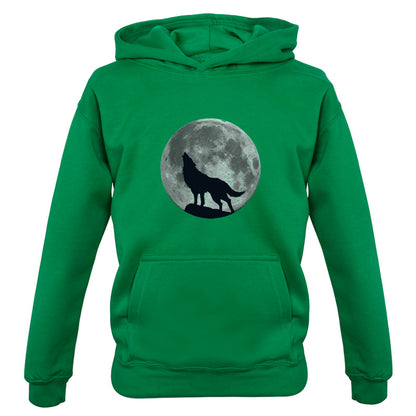 Wolf Moon Silhouette Kids T Shirt