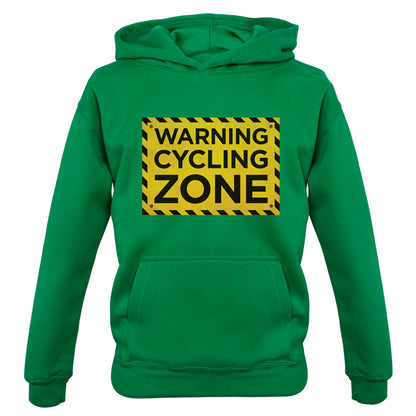 Warning Cycling Zone Kids T Shirt