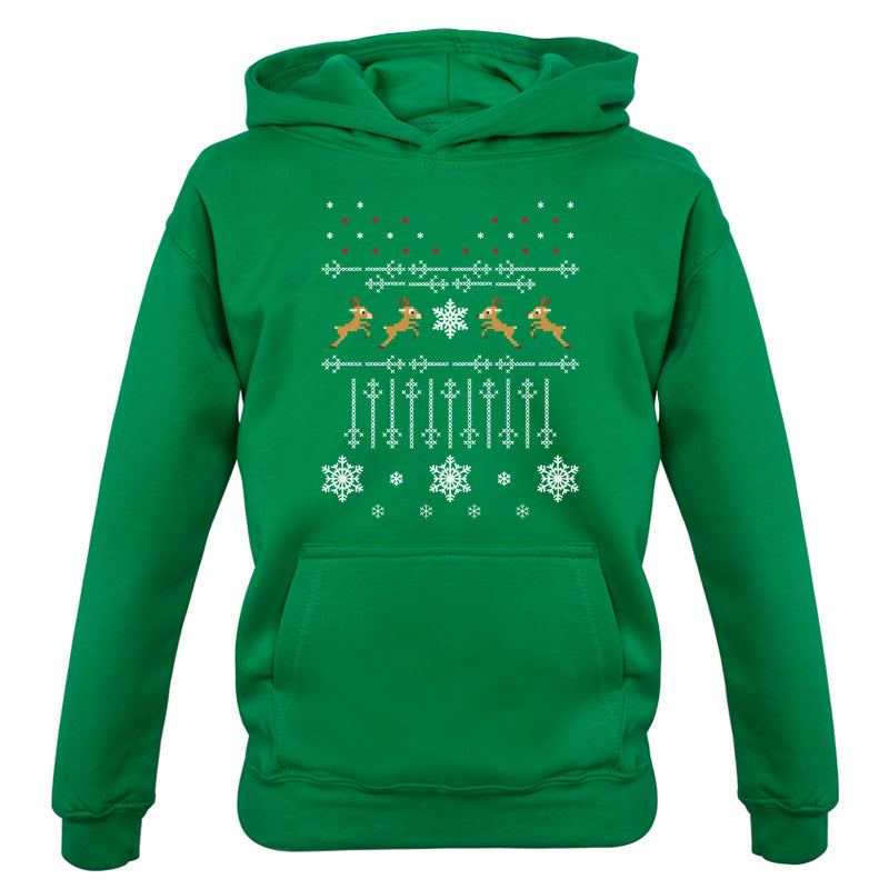 Christmas Reindeer Cross Stitch Kids T Shirt