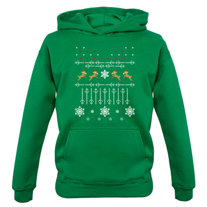 Christmas Reindeer Cross Stitch Kids T Shirt