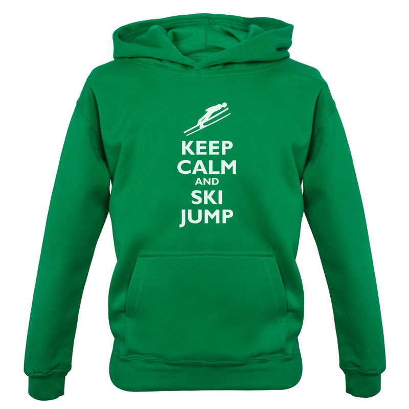 Keep Calm and Ski Jump Kids T Shirt