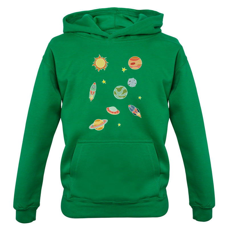 Cartoon Space Scene Kids T Shirt