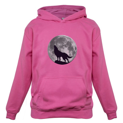 Wolf Moon Silhouette Kids T Shirt