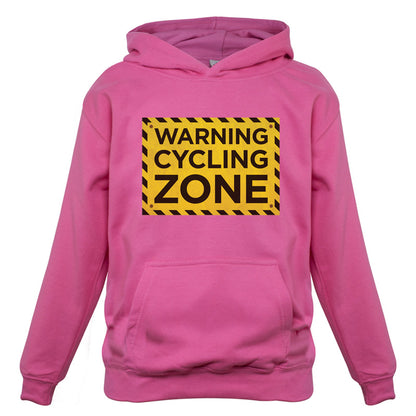 Warning Cycling Zone Kids T Shirt