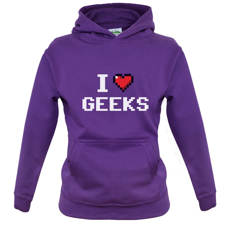 I Love Geeks (Pixels) Kids T Shirt