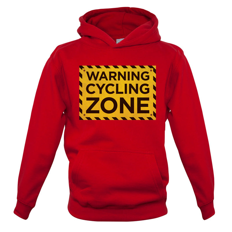 Warning Cycling Zone Kids T Shirt