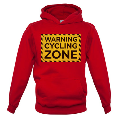 Warning Cycling Zone Kids T Shirt