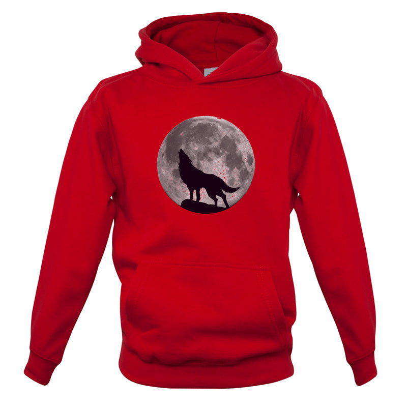 Wolf Moon Silhouette Kids T Shirt