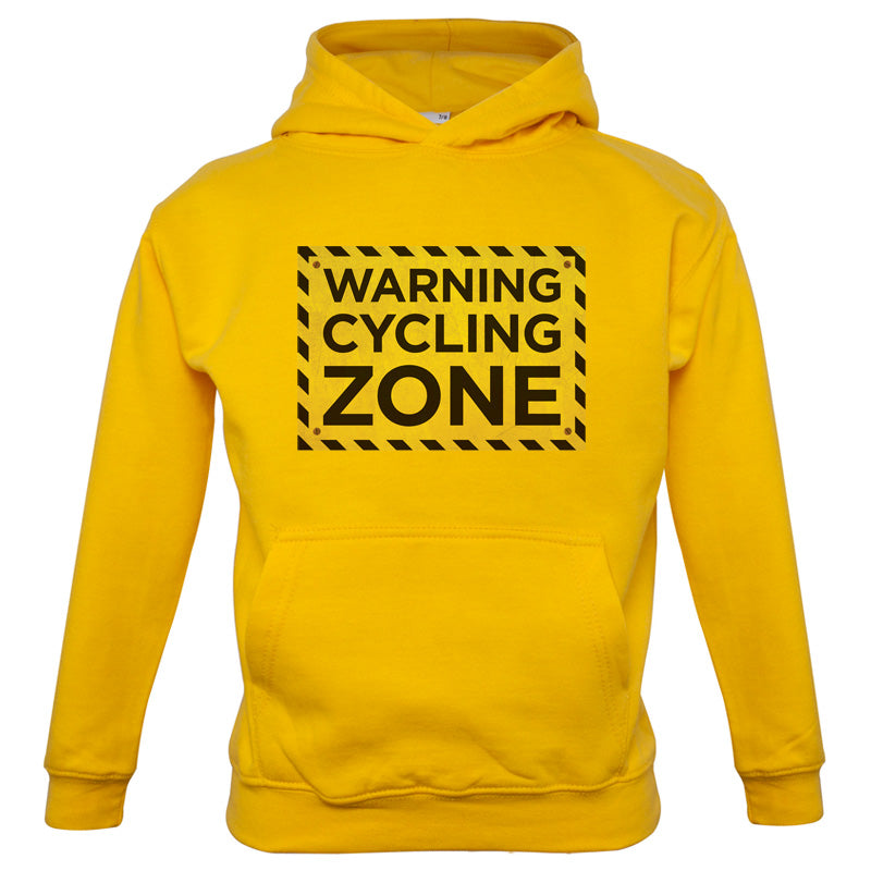 Warning Cycling Zone Kids T Shirt