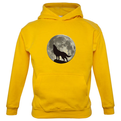 Wolf Moon Silhouette Kids T Shirt
