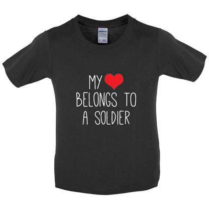 My Heart Belongs To A Soldier Kids T Shirt