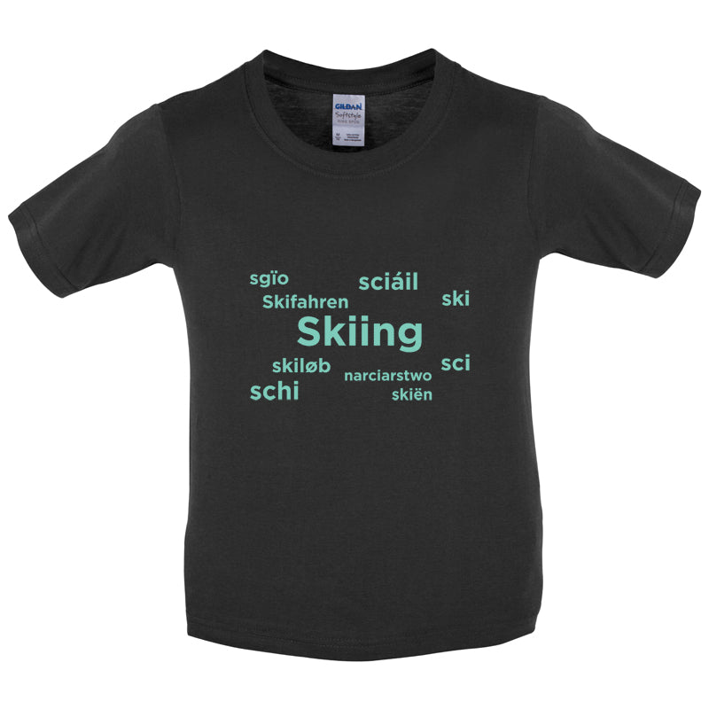 Skiing Languages Kids T Shirt