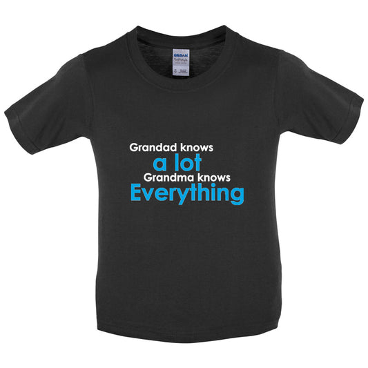 Grandad Knows A Lot, Grandma Knows Everything Kids T Shirt