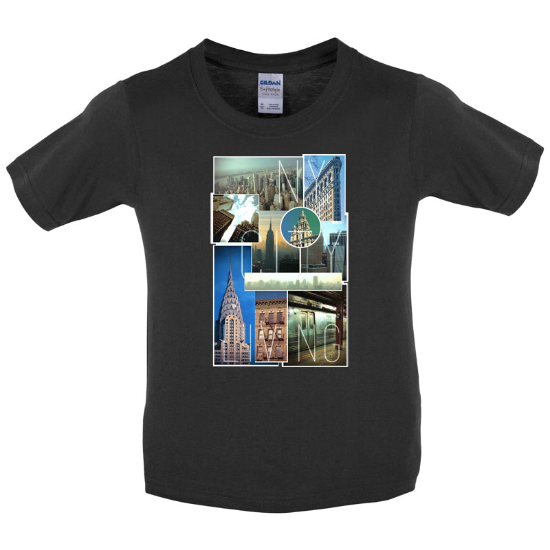 New York City Living Collage Kids T Shirt