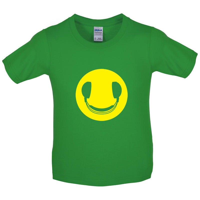 DJ Headphone Smiley face Kids T Shirt