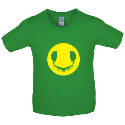 DJ Headphone Smiley face Kids T Shirt