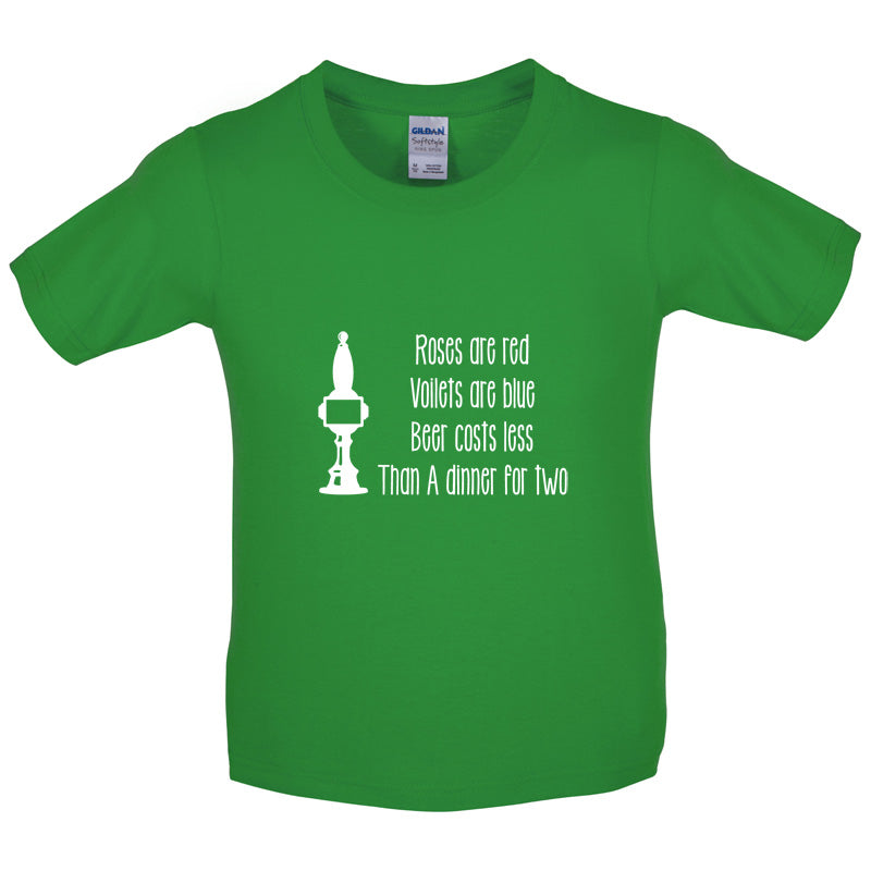Roses Are Red Beer Costs Less Than Dinner For Two Kids T Shirt