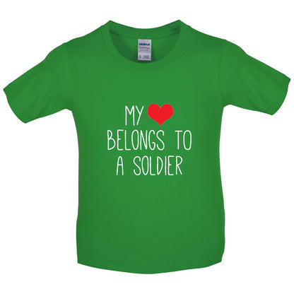 My Heart Belongs To A Soldier Kids T Shirt