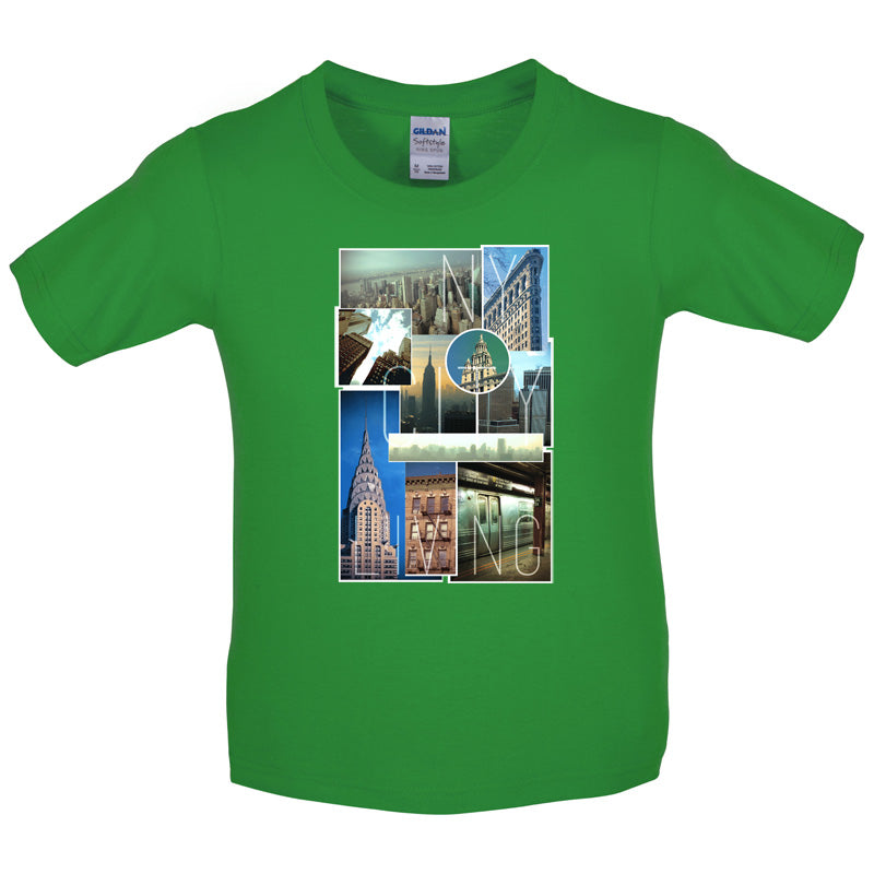 New York City Living Collage Kids T Shirt