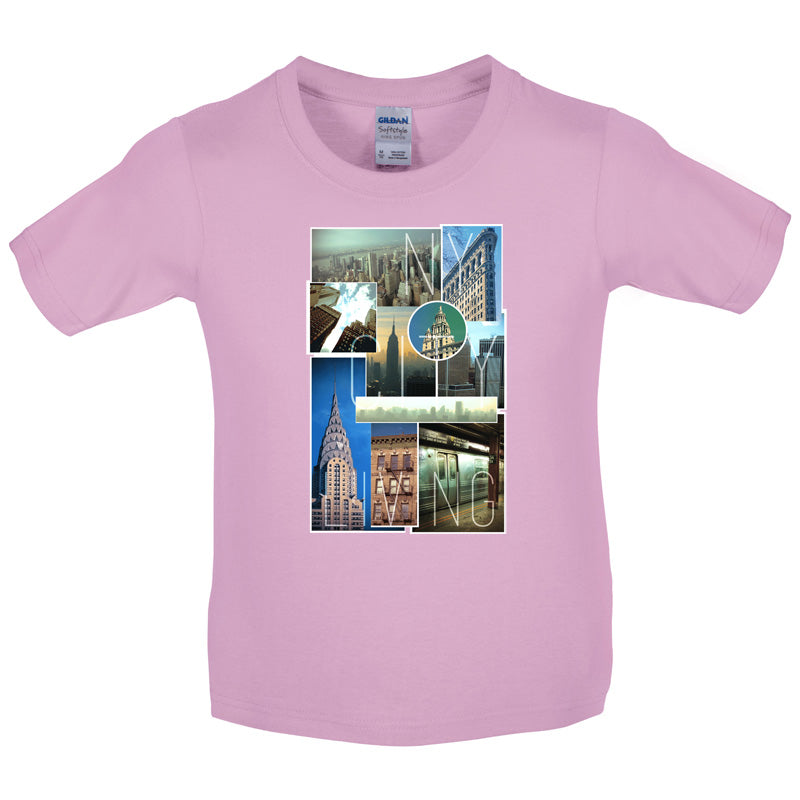New York City Living Collage Kids T Shirt