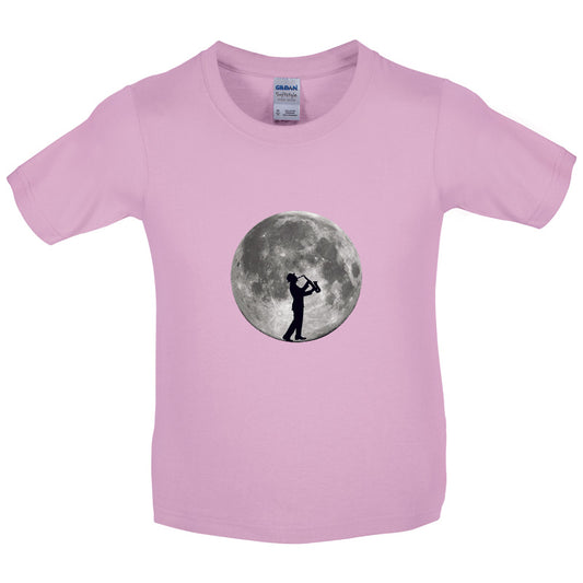 Saxophone Player Moon Kids T Shirt