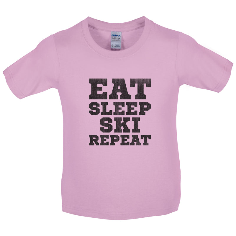 Eat Sleep Ski Repeat Kids T Shirt