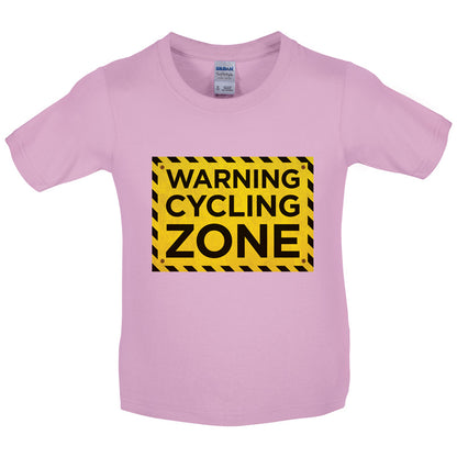 Warning Cycling Zone Kids T Shirt