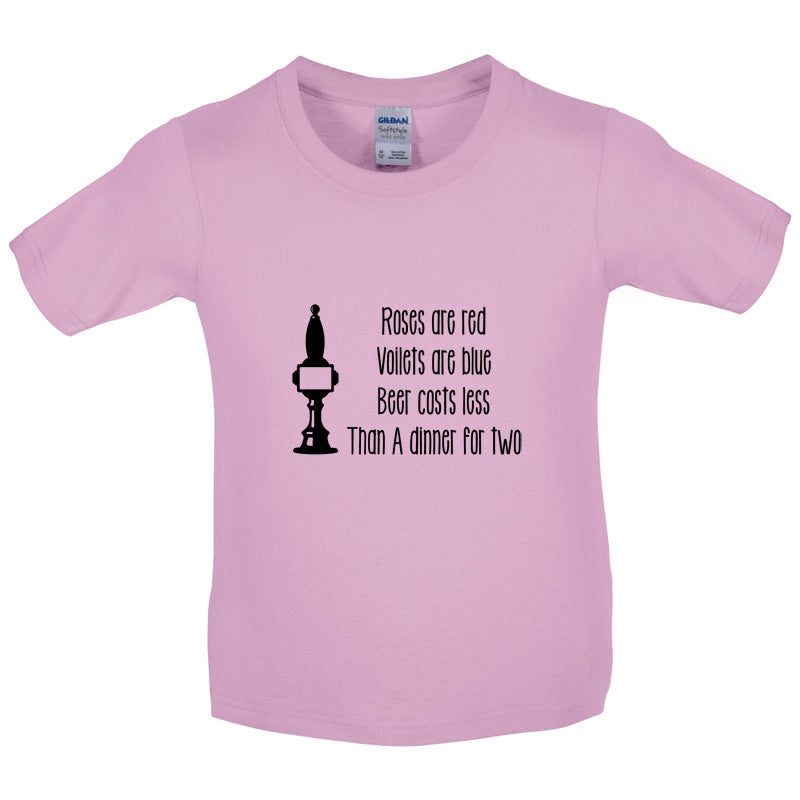 Roses Are Red Beer Costs Less Than Dinner For Two Kids T Shirt