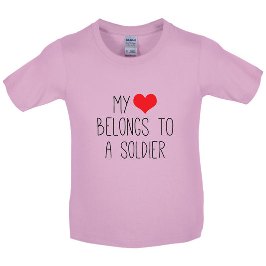 My Heart Belongs To A Soldier Kids T Shirt