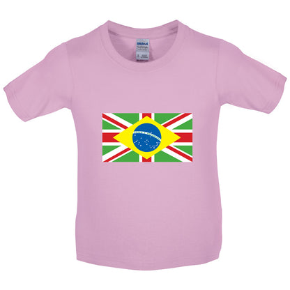 Brazil Union Jack Flag Kids T Shirt