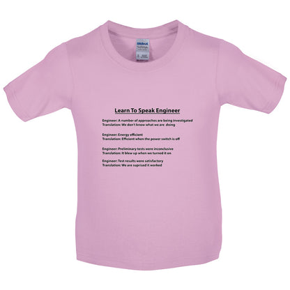 Learn To Speak Engineer Kids T Shirt