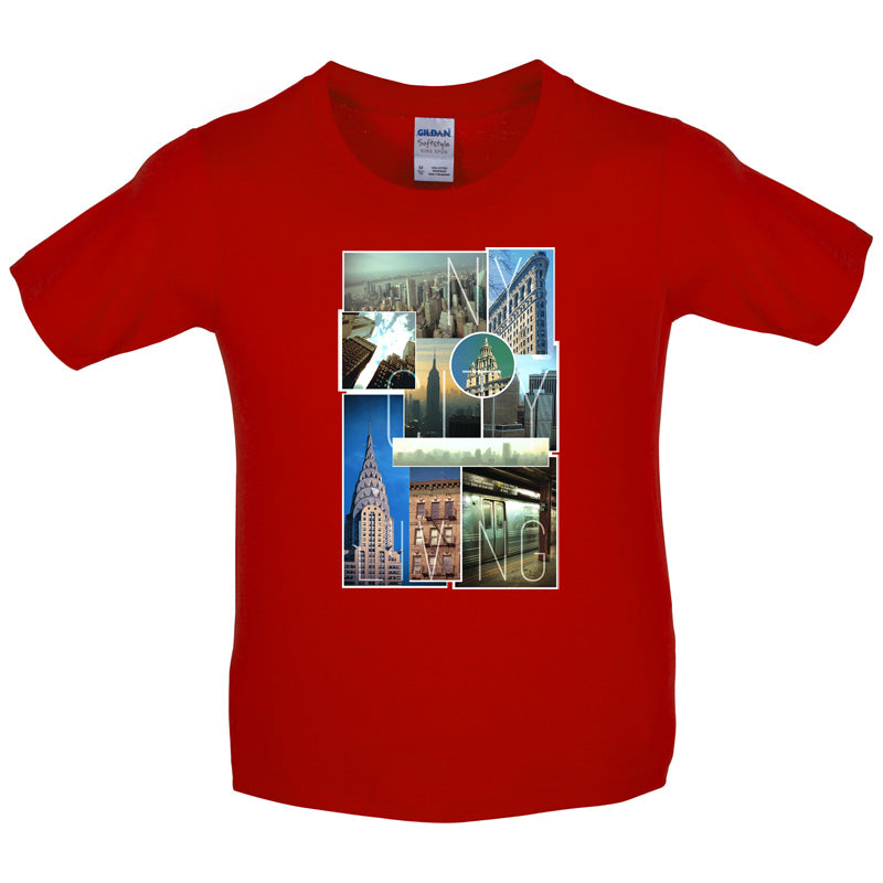 New York City Living Collage Kids T Shirt