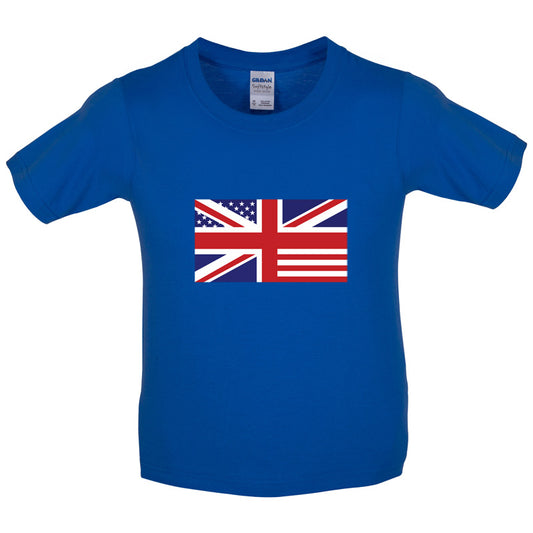 Union Jack US Flag Kids T Shirt