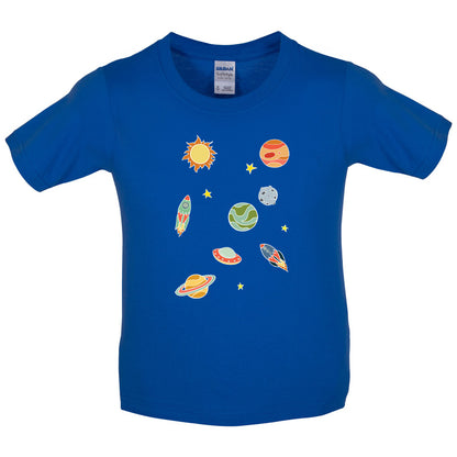 Cartoon Space Scene Kids T Shirt