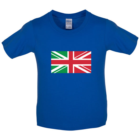 Italy Union Jack Flag Kids T Shirt