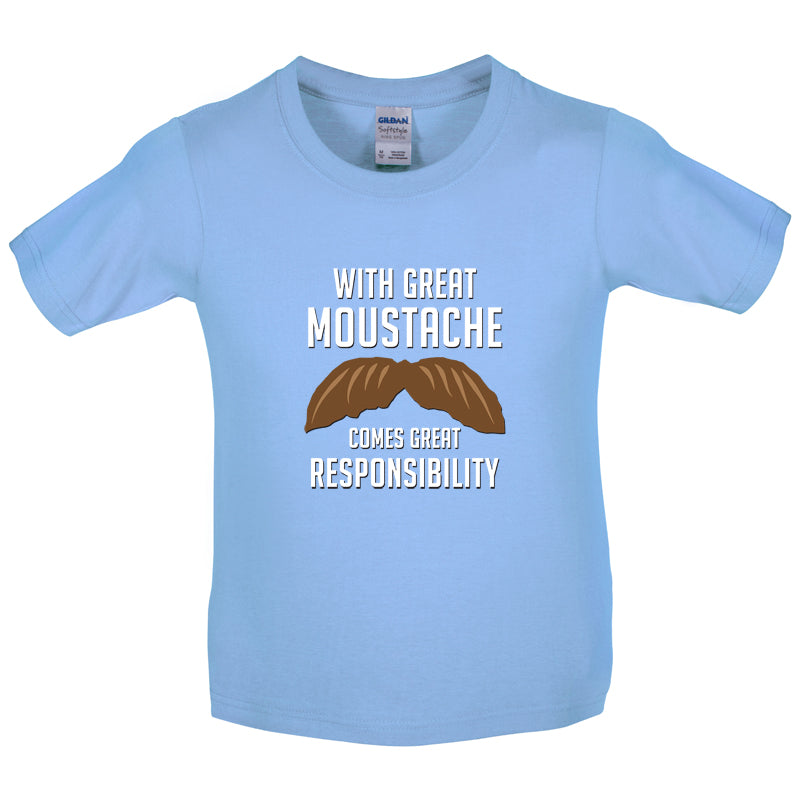 With Great Moustache Kids T Shirt