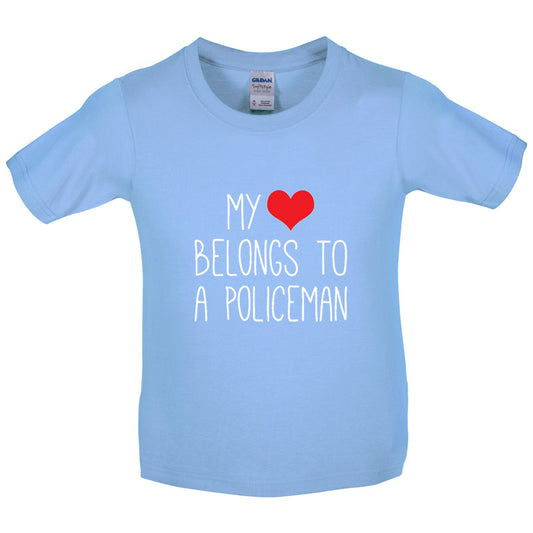 My Heart Belongs To A Policeman Kids T Shirt