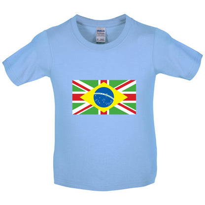 Brazil Union Jack Flag Kids T Shirt