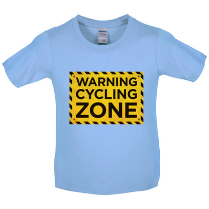 Warning Cycling Zone Kids T Shirt
